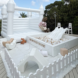 Jeu souple fosse à balles transparente avec double toboggan équipement de terrain de jeu doux pour bébé pour location fête d'anniversaire pour enfants - Product Image 1