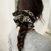 Élastique à cheveux vintage Spice Girls motif léopard, en tissu, volumineux et moelleux, pour femme, élégant, pour mariage, mode, soins personnels, petit prix