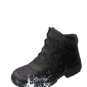 Bottes de neige pour hommes, chaudes, antidérapantes, imperméables, à tige haute, pour l'extérieur, couleur unie, lacets avant, chaussures de travail et d'entraînement - Product Image 1