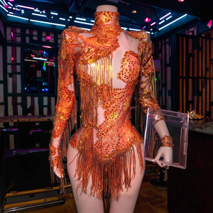 ชุดบอดี้<span class=keywords><strong>สูท</strong></span>แขนเดียวประดับเลื่อมแวววาวสำหรับนักร้องนักเต้นชุดเต้นบนเวทีชุดเต้นรำเซ็กซี่ - Product Image 1