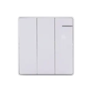 Diseño moderno Color blanco 3 Gang 2 Way Interruptor de luz de pared eléctrico Socket