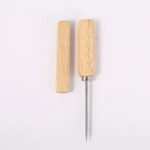 Anti-Slip Customizable Logo Solid Wood Stainless Steel Ice Picks For Breaking Ice Bar Tool