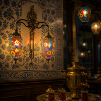 Lampe murale à double globe en verre mosaïque marocaine turque faite à la main à Marrakech
