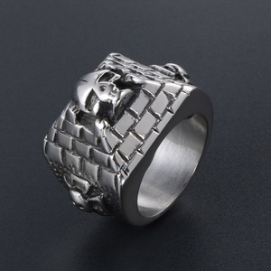 Retro Skull Face <b>Titanium</b> Steel <b>Ring</b> Men's Jewelry SA597 Geometric Pattern Gift - Product Image 2