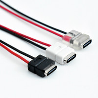 LN-002 Prise femelle Type-C pré-câblée, boîtier noir/blanc/transparent, connecteur de charge USB-C avec fils rouge-noir