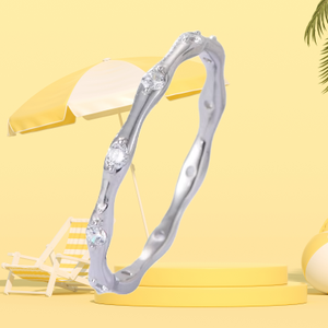 Anillo Clásico de Plata de Ley 925 con Baño de Oro de 14K y Circonitas, Diseño Minimalista de Bambú, Joyería Fina para Mujer, UM Jewelry - Product Image 5