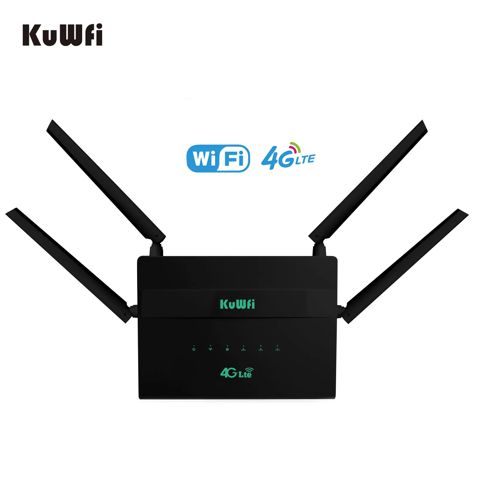 OEM KuWFi เราเตอร์ไร้สาย300Mbps,เราเตอร์ Wifi 4G สำหรับผู้ใช้32คน Wifi เสาอากาศคู่สีดำภายในอาคารพร้อมซิมการ์ด4G