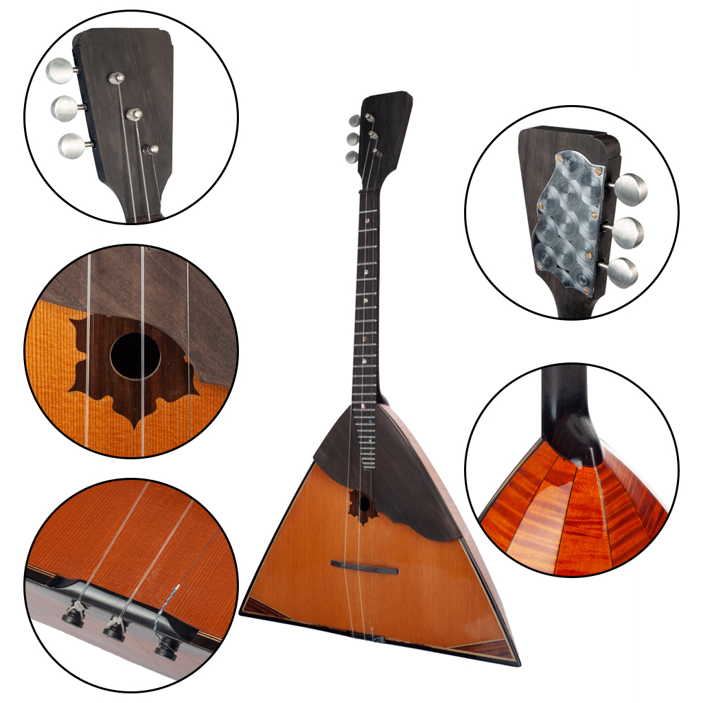Ebony Spruce Triangular 3-String Balalaika - OEM