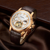 Jam Tangan Tourbillon Baru Dengan Kulit Buaya Asli Desain Klasik Khusus untuk Pria Bisnis Jam Tangan Merek Mewah