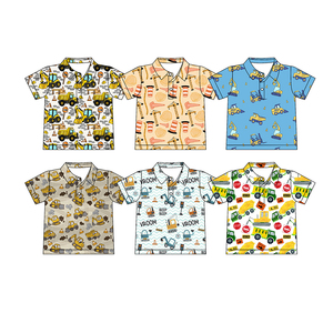 Camiseta Polo y Pelele con Cremallera para Bebés Niños, Diseño de Camiones de Construcción Personalizados, Ropa Cómoda de Verano para Niños Pequeños, Venta al por Mayor de Fábrica - Product Image 1