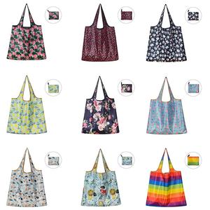 Bolsa de supermercado plegable de gran capacidad para supermercado, bolsa de compras de poliéster plegable reutilizable personalizada con bolsa - Product Image 6