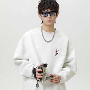 Felpa con <span class=keywords><strong>cappuccio</strong></span> a maniche lunghe pesante <span class=keywords><strong>senza</strong></span> <span class=keywords><strong>cappuccio</strong></span> ricamato da <span class=keywords><strong>uomo</strong></span> autunno Casual Slim Fit <span class=keywords><strong>felpe</strong></span> di marca in pile di cotone - Product Image 1