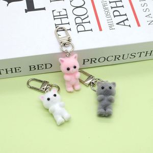 3D PVC Cute Resin Flocking Little <b>Cat</b> Keychain Cartoon Bear Doll Pom Pom Key Chains Car Keyring <b>Cat</b> Bunny Plush Keychain Toys - Product Image 2