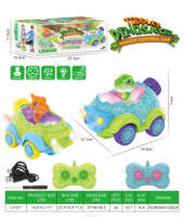 Voiture de course télécommandée 27 MHz, 4 canaux, bicolore, avec figurines animales de dessin animé, 14 cm, lumières et musique, portée 30-40 m, prête à l'emploi