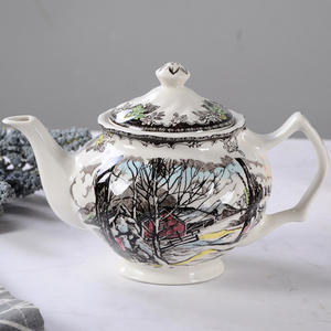 Service à thé et à café en céramique de luxe européen, prix réduit, motif rond, verre et porcelaine, emballé dans une boîte, vaisselle - Product Image 3