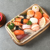 Boîte à lunch carrée jetable biodégradable robuste personnalisée en gros pour sushis, restauration rapide, plats à emporter, restaurant, en kraft, gratuite