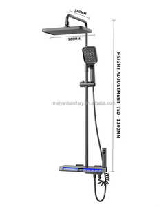 Tiktok Hot Sale Gun Grau Weiß Farbe Led Digital anzeige Piano Key Dusch system Set Wand <span class=keywords><strong>massage</strong></span> Bad armaturen <span class=keywords><strong>Dusche</strong></span> - Product Image 6