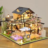 Kit de maison de poupée miniature en bois assemblé à la main, thème boulangerie mignon, avec LED, idéal pour boutique, cadeau parfait