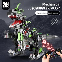 Bloques de Construcción de Dinosaurios Jurásicos a Control Remoto, con Partículas Pequeñas, de Plástico ABS, Juguete Electrónico