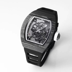 Reloj Tonneau de Alta Gama para Hombre, Correa de Fibra de Carbono y Caucho, Cristal de Zafiro, Reserva de Energía Mecánica, Correa de 24 mm, Estilo Urbano y Moderno - Product Image 1