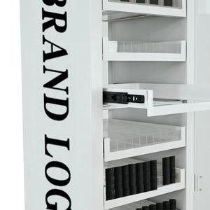 Vitrine à cigarettes personnalisée APEX, verrouillable, porte en acrylique blanc, plusieurs tiroirs et compartiments, étagères hautes avec éclairage LED pour le tabac - Product Image 2