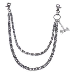 Cadena de cintura metálica de doble capa para hombre, estilo hip hop punk, accesorio para jeans, colgante de hacha, aleación de zinc, uso diario - Product Image 5