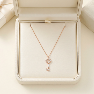 HongKong Supplier Trendy Style Key Shape Pendant 18K Solid Gold Real Natural Diamond Pendant <b>Necklace</b> Birthday Gift For Girls - Product Image 6