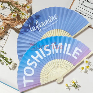 High Quality 21cm Custom Paper Bamboo Hand Fans Home Decoration Carved Bamboo Crafts Event Souvenir Promotional Gift