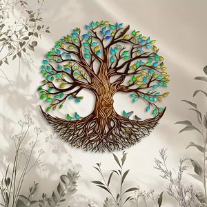Décoration <span class=keywords><strong>murale</strong></span> en métal colorée <span class=keywords><strong>de</strong></span> style Art déco, <span class=keywords><strong>Arbre</strong></span> <span class=keywords><strong>de</strong></span> <span class=keywords><strong>vie</strong></span>, pour la maison, le jardin et la cour, décoration <span class=keywords><strong>murale</strong></span> européenne et américaine - Product Image 3