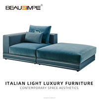 Luxuriöses, modernes Sofaset aus Ökoleder und Samt in L-Form, Mehrkombinationsmöbel für das Wohnzimmer