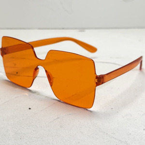 One-Piece Rimless Fashion <b>Sunglasses</b> PC Lens <b>Oversized</b> Square Jelly Shades for Women Lightweight - Product Image 1