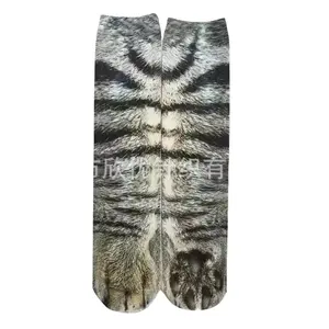 Gran oferta, calcetín Unisex con patrón de pata de Animal, calcetines largos con estampado 3D, gato, cebra, leopardo, cerdo, pata de pato, calcetín divertido transpirable elástico