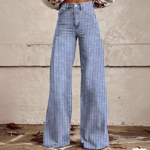 2024 nueva llegada para <span class=keywords><strong>Amazon</strong></span> Venta caliente Anti-Denim Stripes Cross-Border pierna ancha pierna recta Micro-Flare Jeans Skinny metálico - Product Image 2