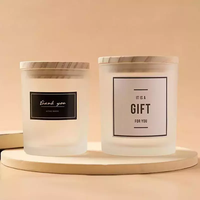 Vente en gros pot à bougie en verre vide avec couvercle en bois coloré givré ambre noir pot à bougie en verre vide avec couvercle en bambou