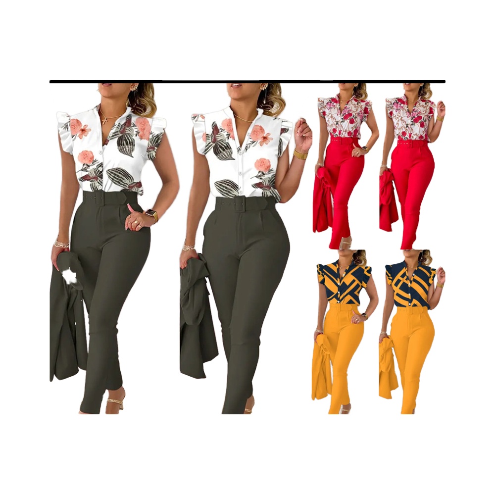 Wholesale Two Piece Outfits for Women Women's Pants and Hirt et Blouse and Pants et Ladies Office Uits,5 Pieces
