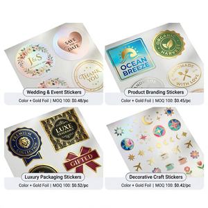 Pegatinas Personalizadas de Vinilo con Lámina Dorada y Holográficas, Resistentes al Agua, MOQ 100 Piezas, Descuentos por Volumen, para Bodas, Eventos, Manualidades, Empaques de Lujo - Product Image 1