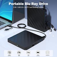 Unidad de Blu-ray Externa 5 en 1: Reproductor de BD-ROM, Grabador de CD/DVD, USB 3.0 y Tipo-C, Portátil para PC/Laptop