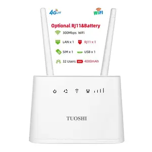 Tuoshi נעילת 4g נתב wi-fi קורא RJ11 CPE אלחוטי מודם 300 150mbps נייד 3g 4g lte עם ה-sim חיצוני אנטנה