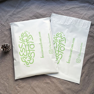 Matte White Shipping Poly Mailers Custom Green Brand Logo Plastic Self Adhesive <b>Waterproof</b> Apparel Packaging Bags For Online - Product Image 3