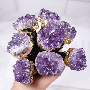 Grandi tappi per bottiglie di <span class=keywords><strong>vino</strong></span> in cristallo naturale di ametista, a forma di geode, con minerali e gemme per la guarigione Reiki, accessori da bar - Product Image 2