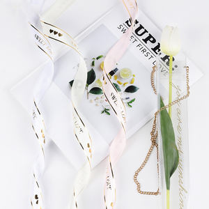 Rouleau de ruban en satin avec feuille imprimée personnalisée, 1 pièce, vente en gros, amour et cœur, pour bouquet de fleurs - Product Image 5