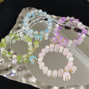 Pulsera de cuentas de cristal craquelado con diseño de palomitas de maíz de fantasía, con dijes para niña, de color degradado, para niñas y mujeres, pulseras de la amistad, joyería - Product Image 1