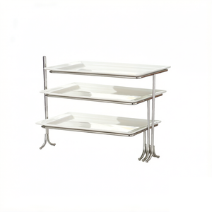 FLEY Groothandel 3-laags keramische serveerplateau met metalen standaard voor bruiloft, feest, <span class=keywords><strong>dessert</strong></span> en taartpresentatie - Product Image 4