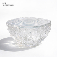 Sculpture de glace en résine transparente personnalisée, centre de table artistique lumineux à effet ondulé pour salon et hall de villa