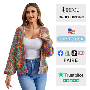 Autunno donna Casual Cardigan maniche lunghe a Gas sensoriale scontro maglia maglione modello solido stile pigro Design Fashion-Forward - Product Image 2