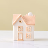 Support de bougie carré en céramique pour bougies chauffe-plat, style poterie de village, ornement de Noël pour la maison et porte-bougie, magnifique cadeau de pendaison de crémaillère
