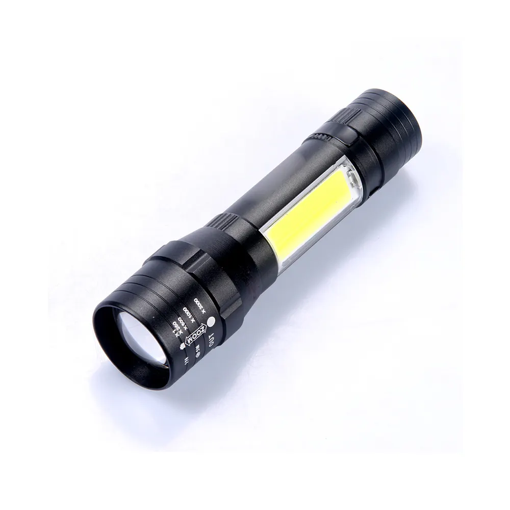 كشافات ألمنيوم قابلة لإعادة الشحن LED COB مصباح فلاش USB مصباح يدوي للطوارئ
