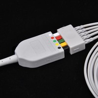 Câbles de fournisseur médical ECG compatibles Sonde à oxygène fendue Ekg One Piece 5 Lead Snap Clip Lead Wire Monitor ECG Connector Cable
