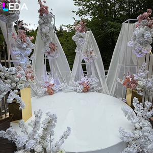 LEDA New white tulle wedding <b>backdrop</b> prop suitable for welcome <b>backdrop</b> display retractable curtain rod wedding arch - Product Image 4