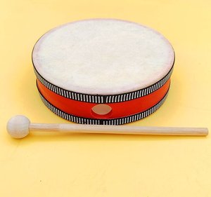 Wholesale 6 Inches Wooden Sheepskin Hand <b>Drums</b> With Wooden Sticks Double-sided <b>Drum</b> Music Orff Percussion Instruments - Product Image 1